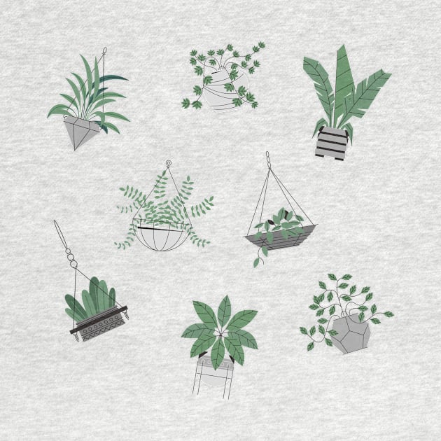 Cute Green and Black and White Plant Drawing by A.P.